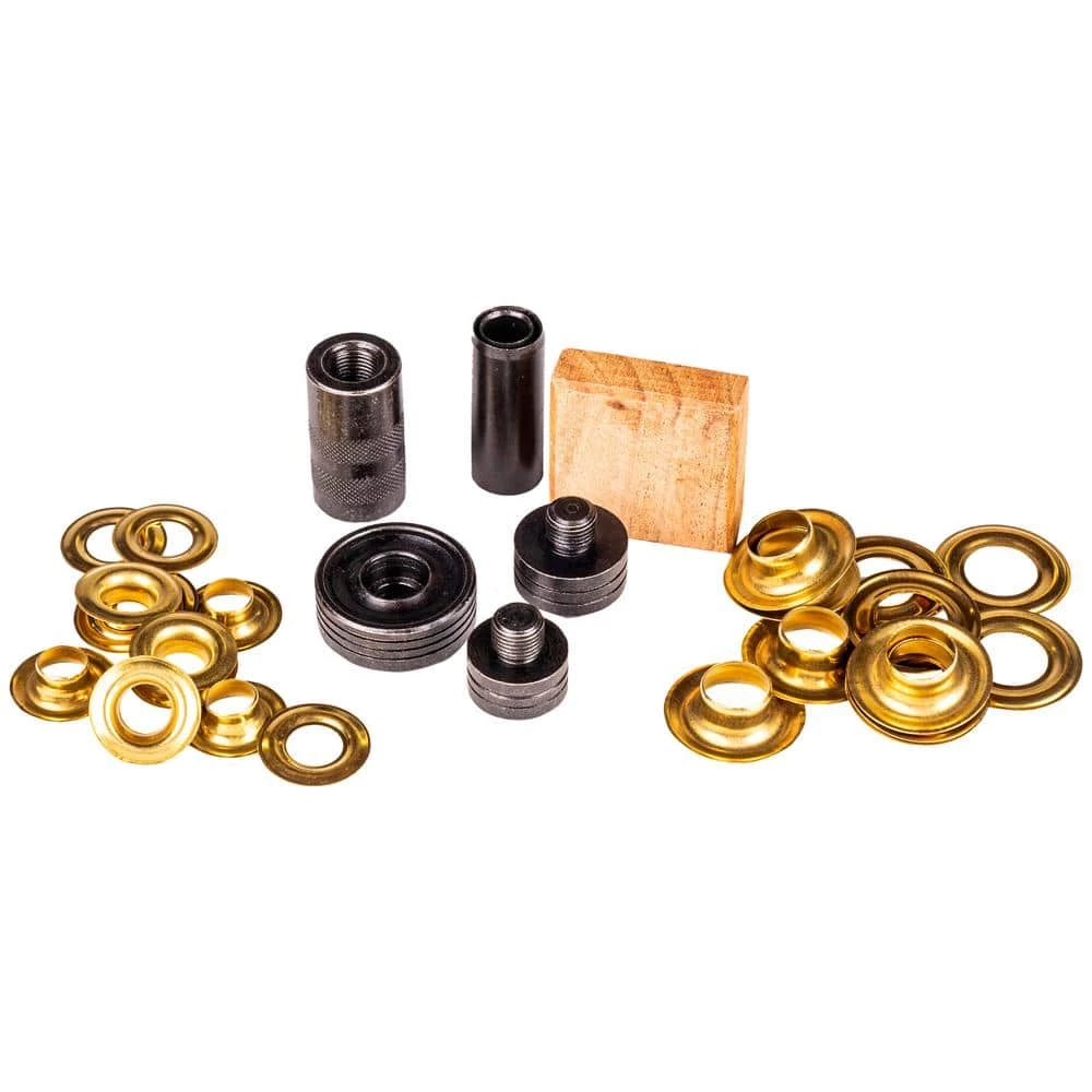 Brass Grommet Fastening Kit with Case, Includes (6) 1/2 in. and (6) 3/8 in. Grommets by General Tools 1 Brass Grommet Fastening Kit with Case, Includes (6) 1/2 in. and (6) 3/8 in. Grommets by General Tools
