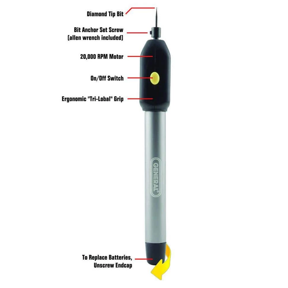 Cordless Precision Engraver for Personalization of Tools Phones Jewelry Watches Glass Metal Ceramic Plastic and More by General Tools 3 Cordless Precision Engraver for Personalization of Tools Phones Jewelry Watches Glass Metal Ceramic Plastic and More by General Tools - Image 3