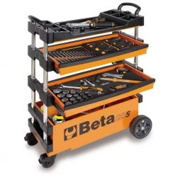 15 in. 2-Drawers Folding Tool Utility Cart for Portable Use, Orange (Tools Not Included) by Beta