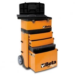 21 in. Mobile Tool Utility Cart with 3 Slide-Out Drawers and Removable Top Box with Carry Handle in Orange by Beta