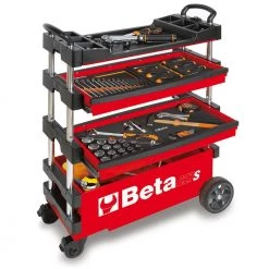 C27S-R 15 in. Folding Tool Utility Cart for Portable Use-Red, (Tools Not Included) by Beta
