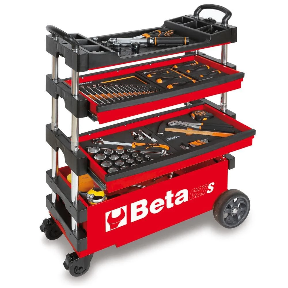 C27S-R 15 in. Folding Tool Utility Cart for Portable Use-Red, (Tools Not Included) by Beta 1 C27S-R 15 in. Folding Tool Utility Cart for Portable Use-Red, (Tools Not Included) by Beta